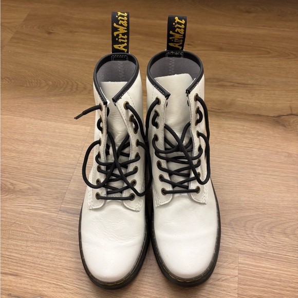 Dr. Martens White Air Wair Zavala Combat Moto Boots - Picture 2 of 9